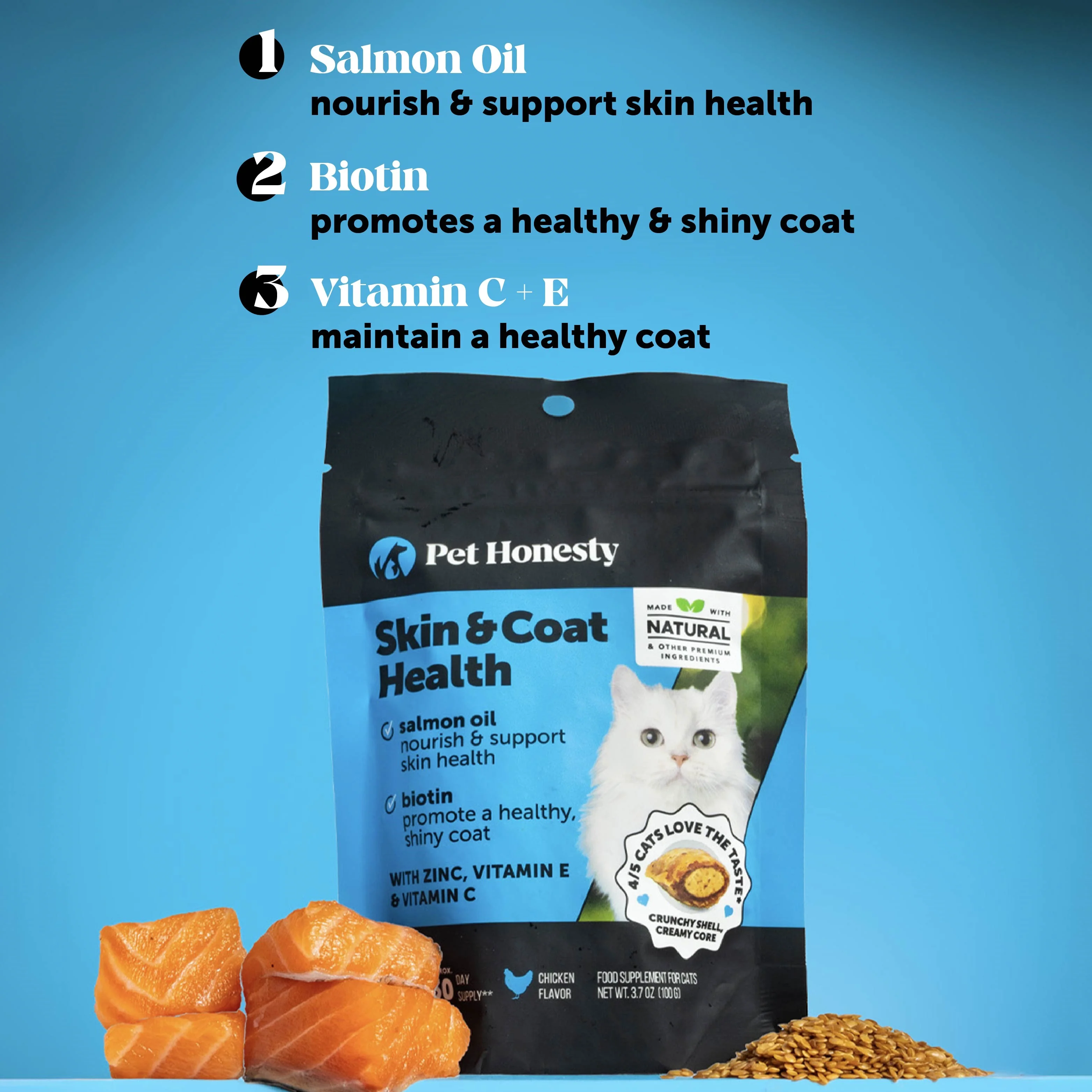 Dual Texture Skin & Coat Health Supplement for Cats 3-Pack (Chicken Flavor) - Image 3
