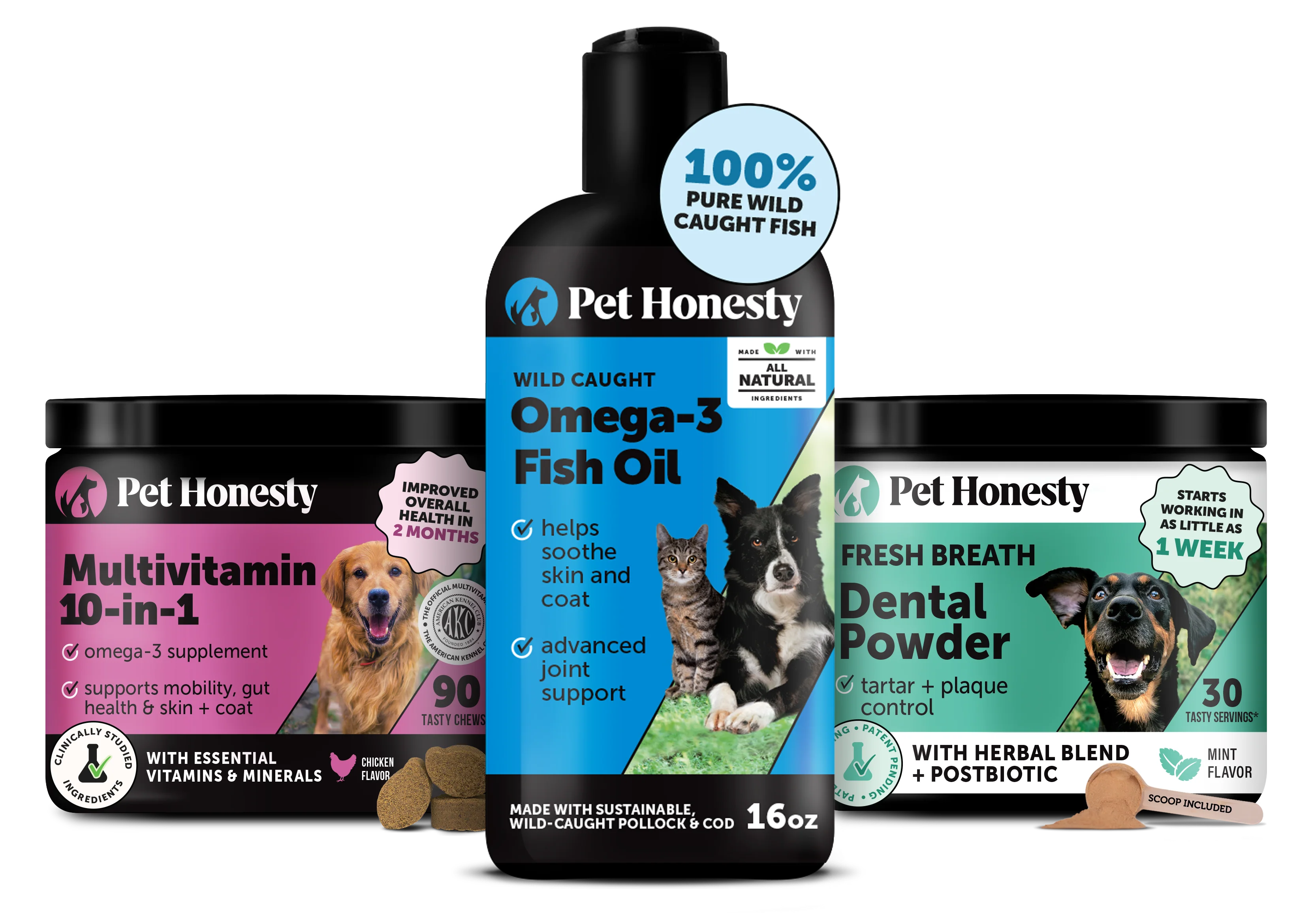 The Pup Cup Bundle for Dogs - Dental, Multivitamin, Omega Oil (16oz)